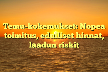 Temu-kokemukset: Nopea toimitus, edulliset hinnat, laadun riskit