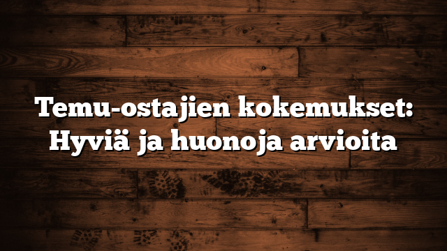 Temu-ostajien kokemukset: Hyviä ja huonoja arvioita
